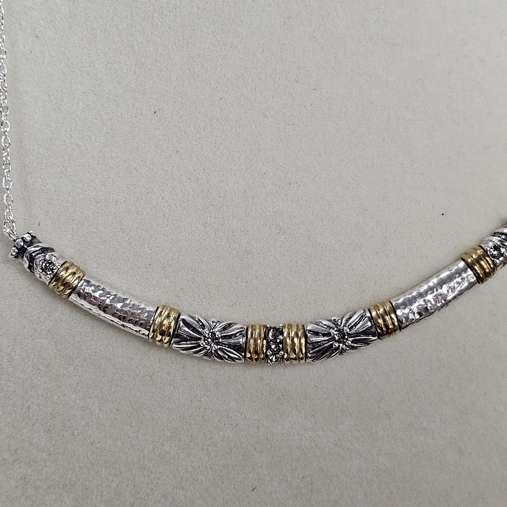 Silpada 925 Silver Necklace with Brass and CZ Accents - Picture 6 of 11